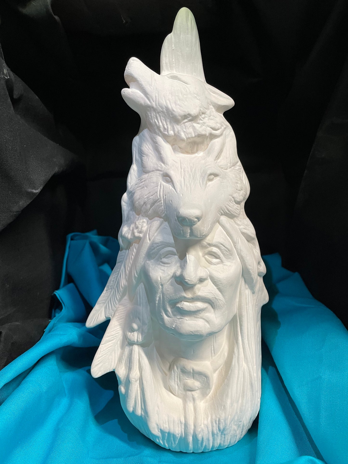 Indian Wolf Totem Ceramic Bisque