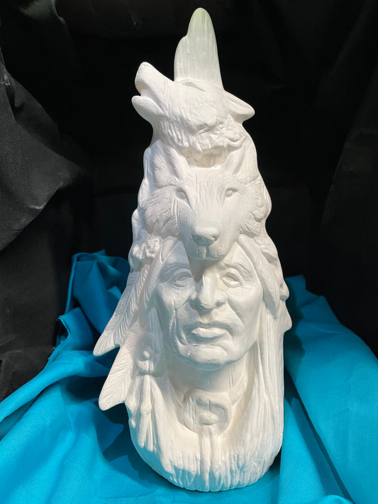 Indian Wolf Totem Ceramic Bisque
