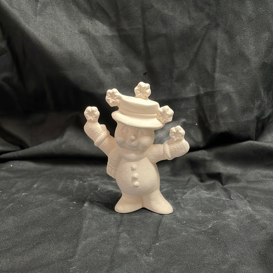 Snowman w/Snowflakes Ceramic Bisque