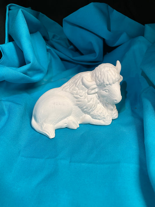 Laying Buffalo Ceramic Bisque