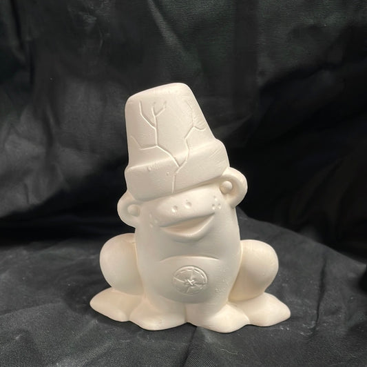 Cracked Pot Sitting Frog Ceramic Bisque