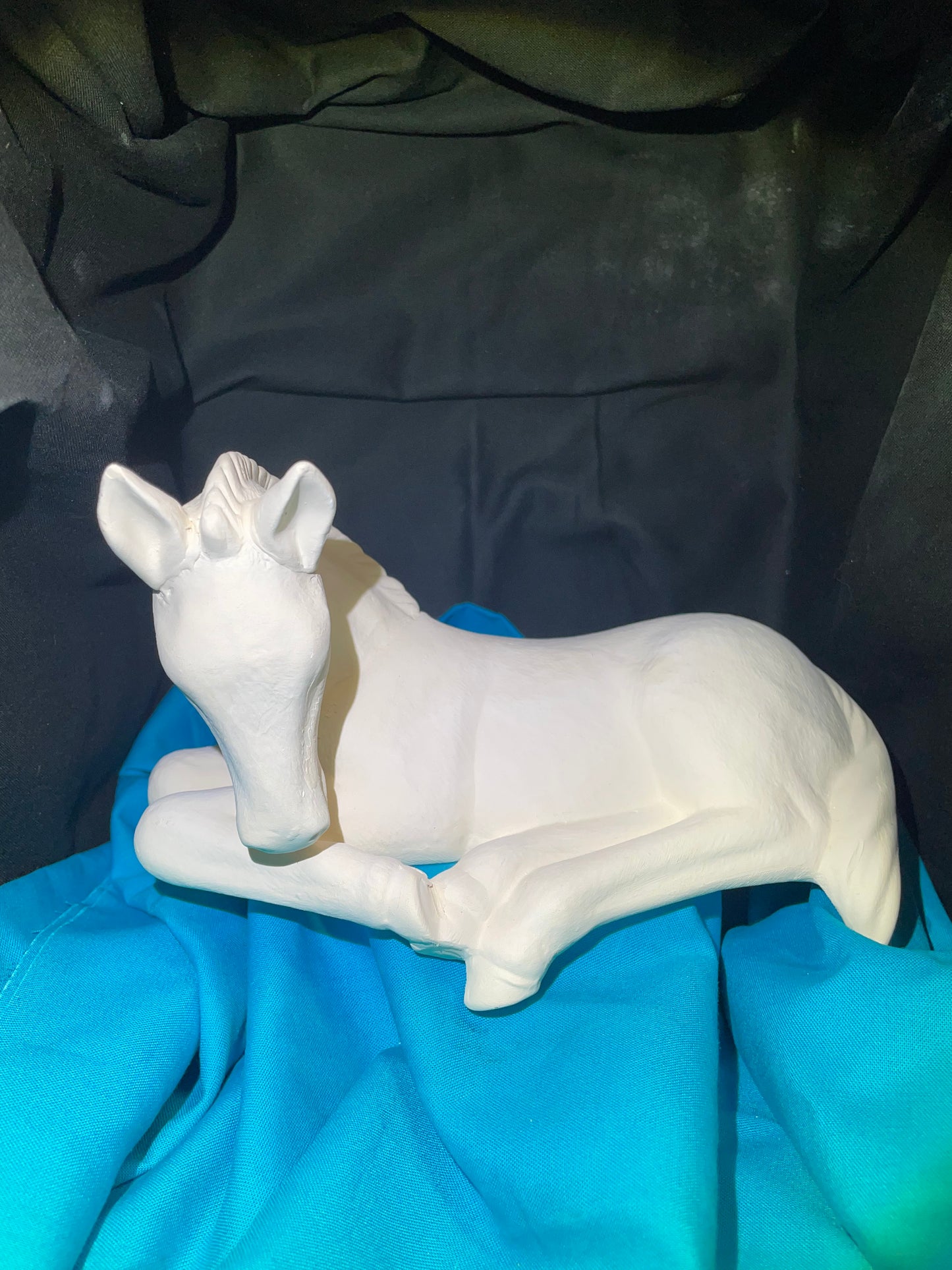 Laying Shelf Horse Ceramic Bisque