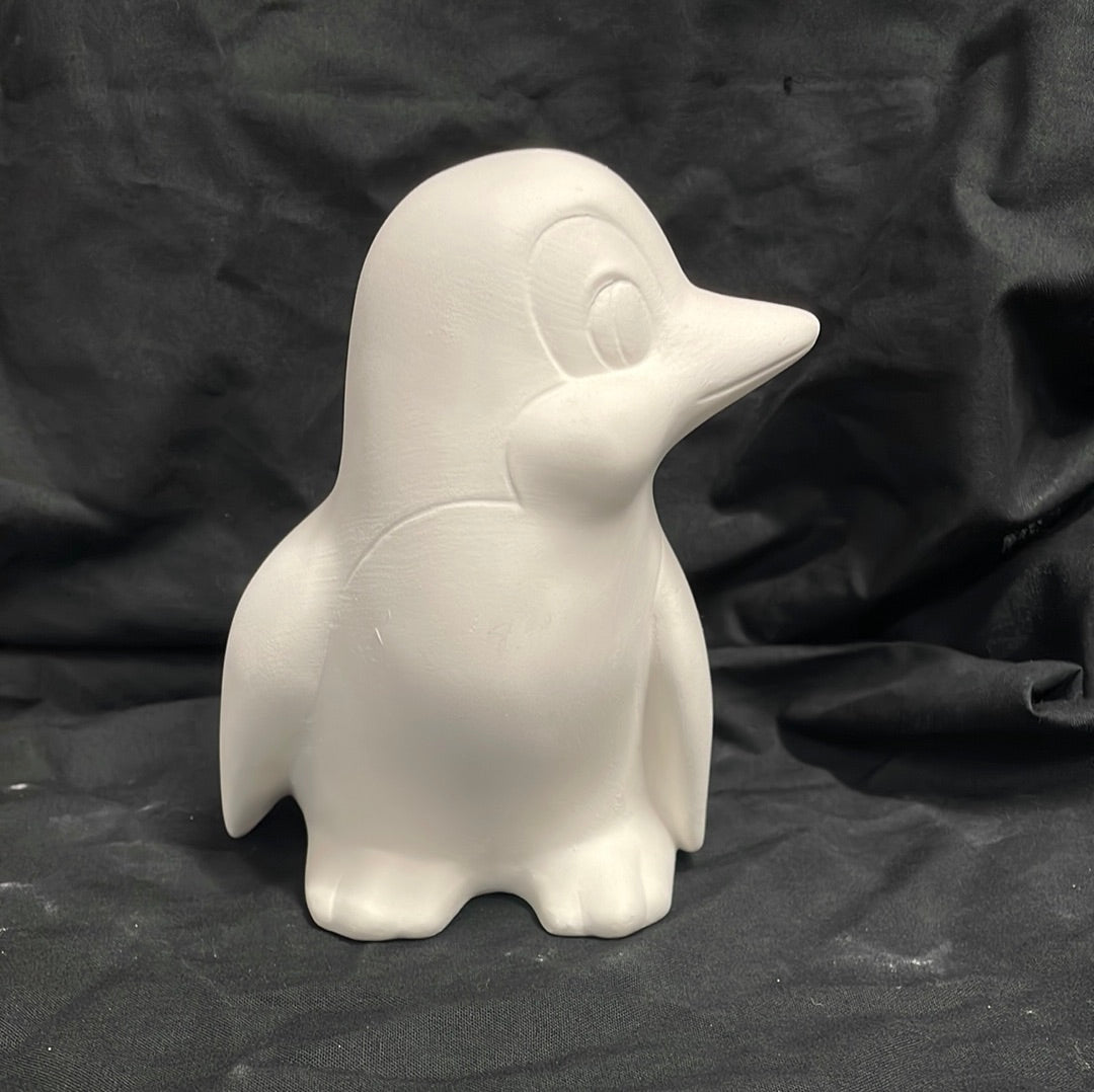 Large Penguin Looking Right Ceramic Bisque