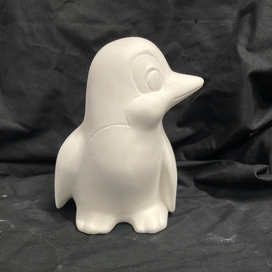 Large Penguin Looking Right Ceramic Bisque