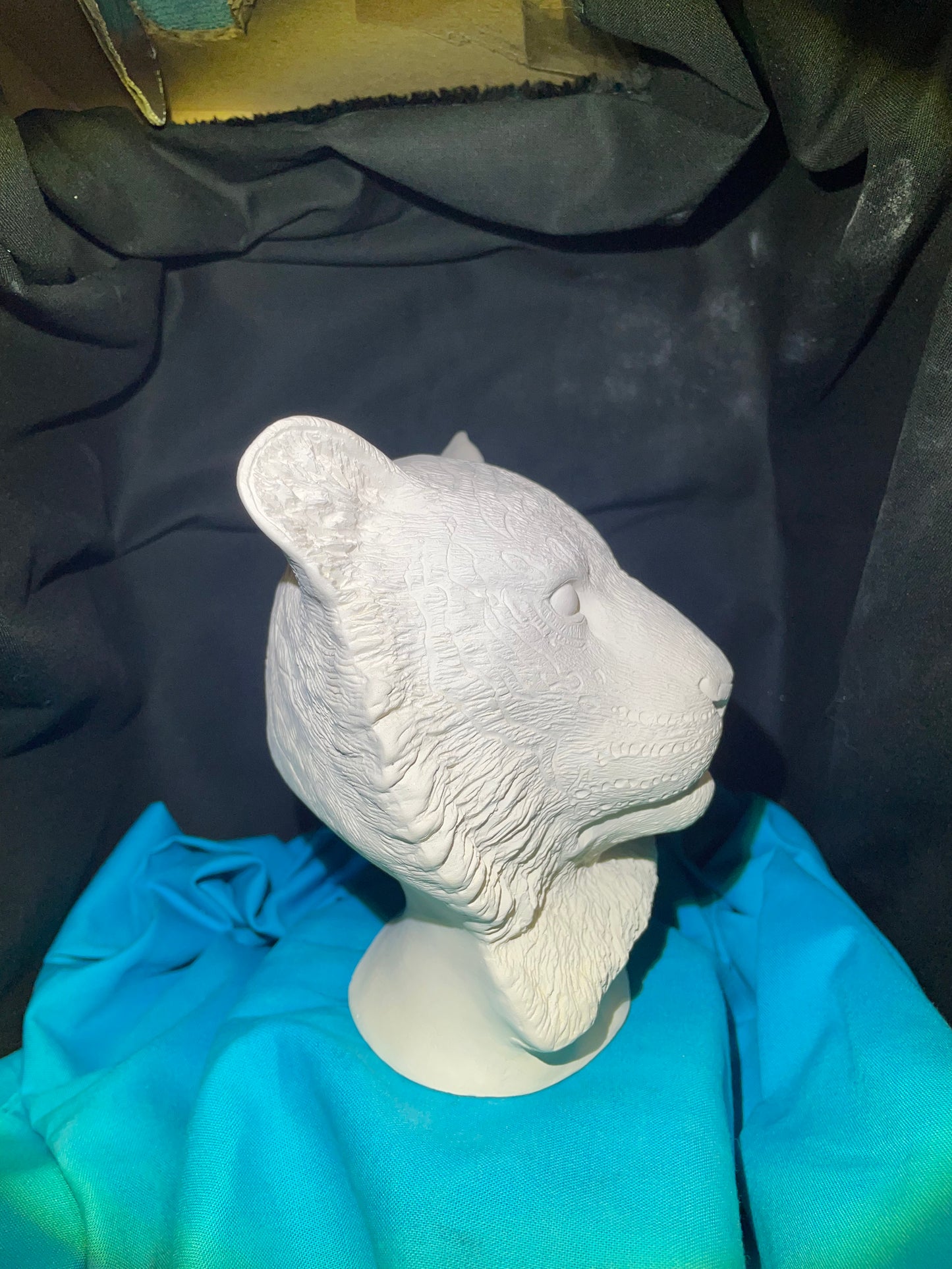 Tiger Head Bust Ceramic Bisque