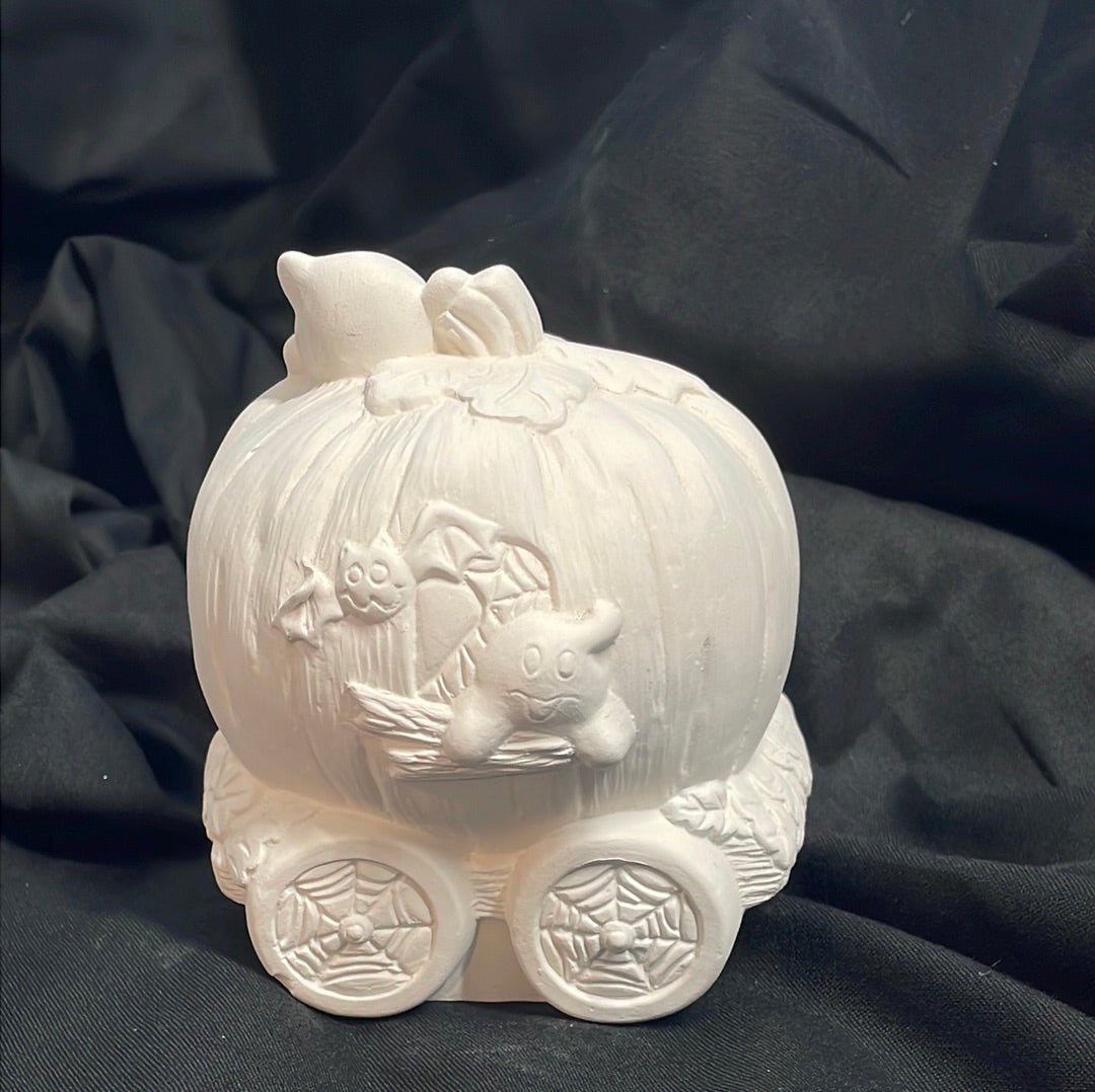 Pumpkin Carriage Ceramic Bisque