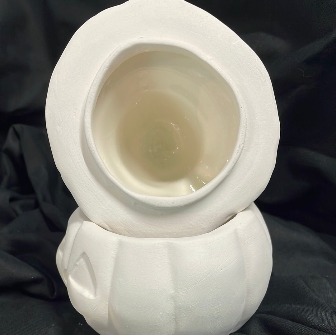 Pumpkin w/Hat Jar Ceramic Bisque