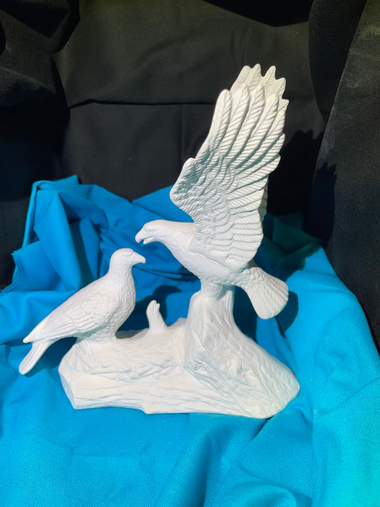 Eagles and Nest Ceramic Bisque