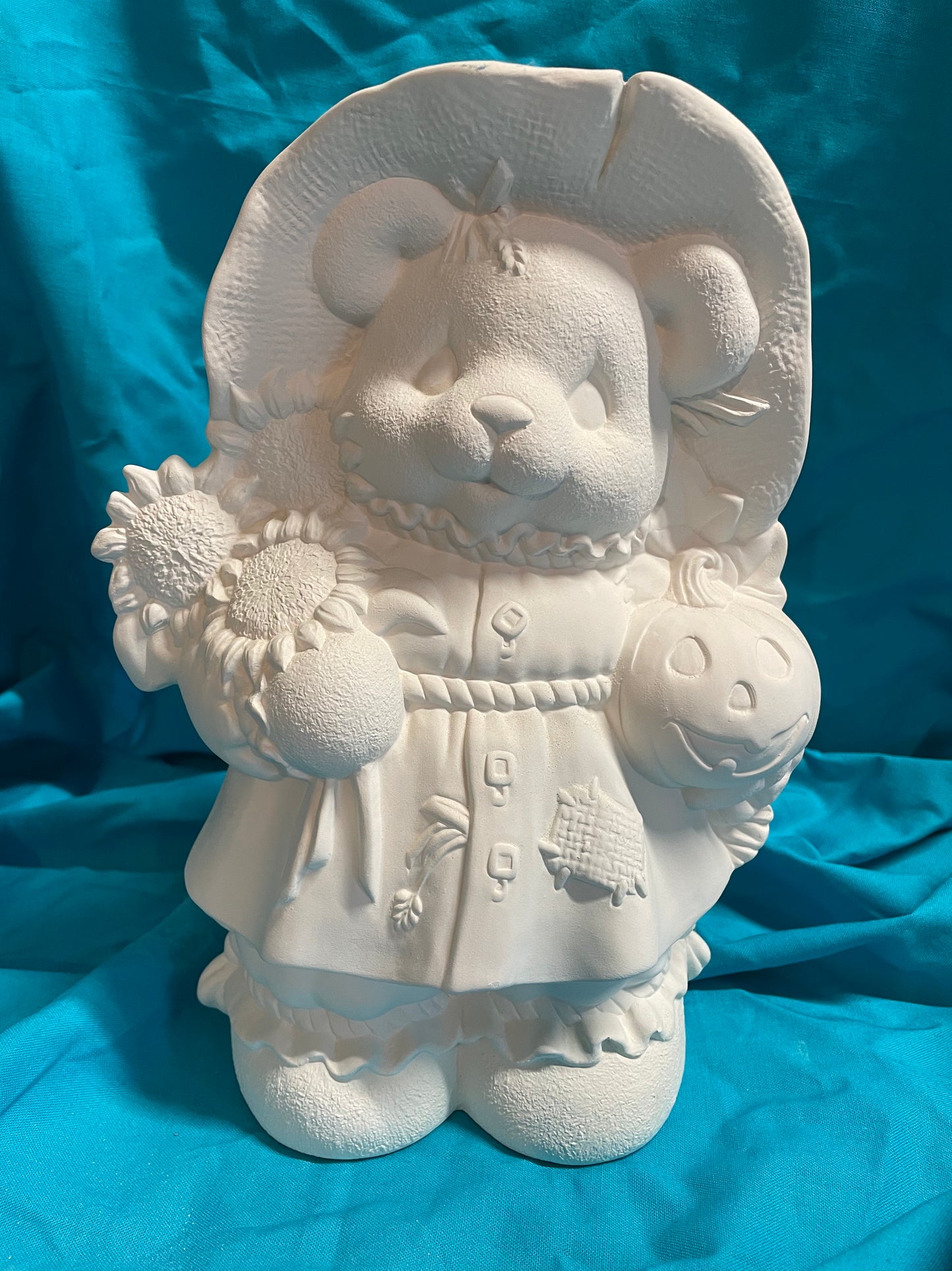 Girl Teddy Bear w/Pumpkin