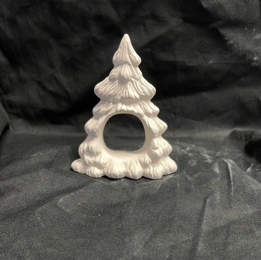 Fir Christmas Tree Napkin Holder Ceramic Bisque